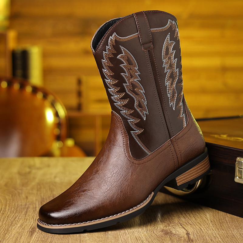 Embroidery On Leather - Botas de Cowboy Ocidentais Masculinas de