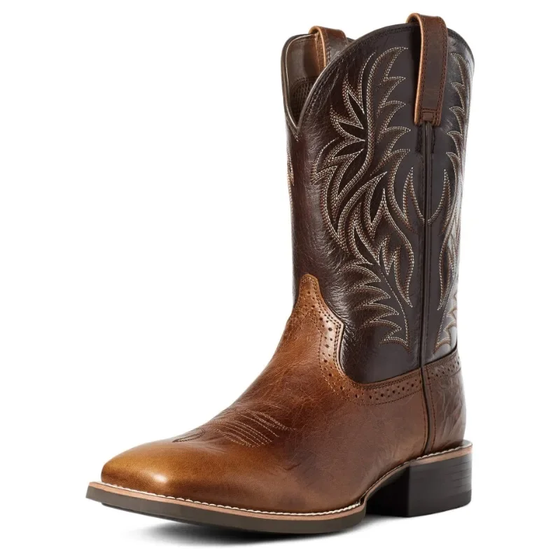 Embroidery Yarns - Botas Masculinas Altas com Bordado Retro,