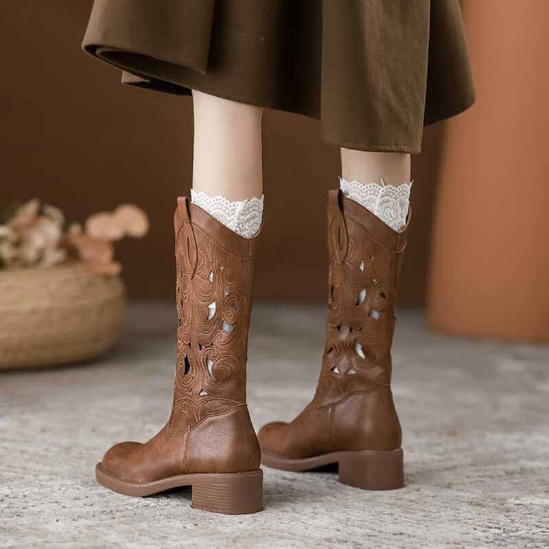 Embroidery On Leather - Botas de Cowboy Elegantes e Retrô