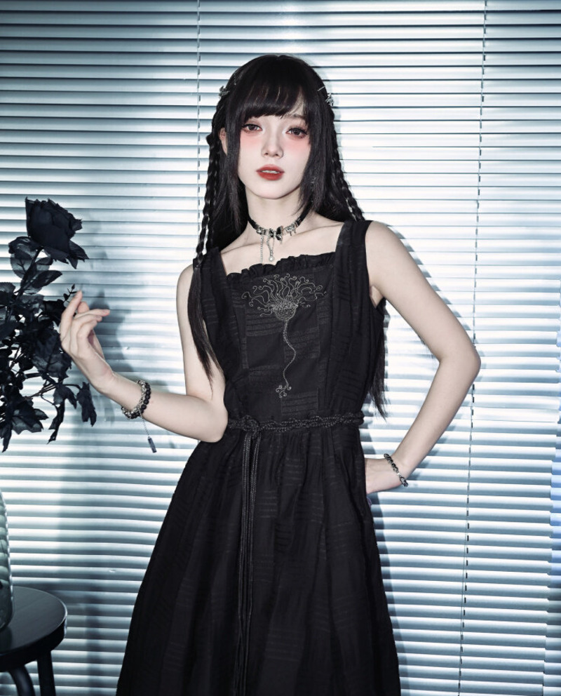 Embroidery Cotton - Novo Vestido Longo Preto de Dupla
