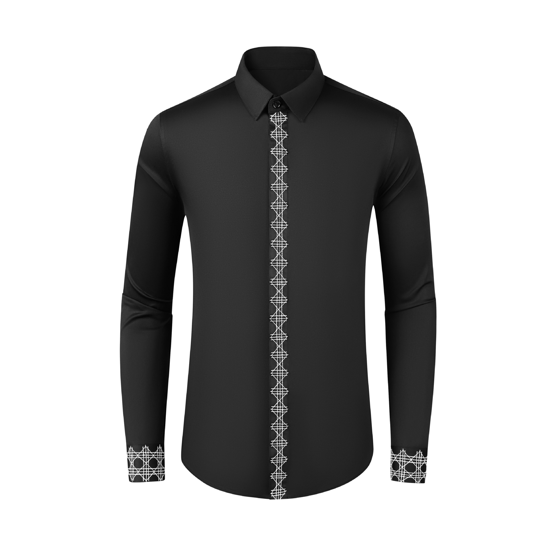 Embroidery On Black Shirt - Top masculino bordado em malha, combinado