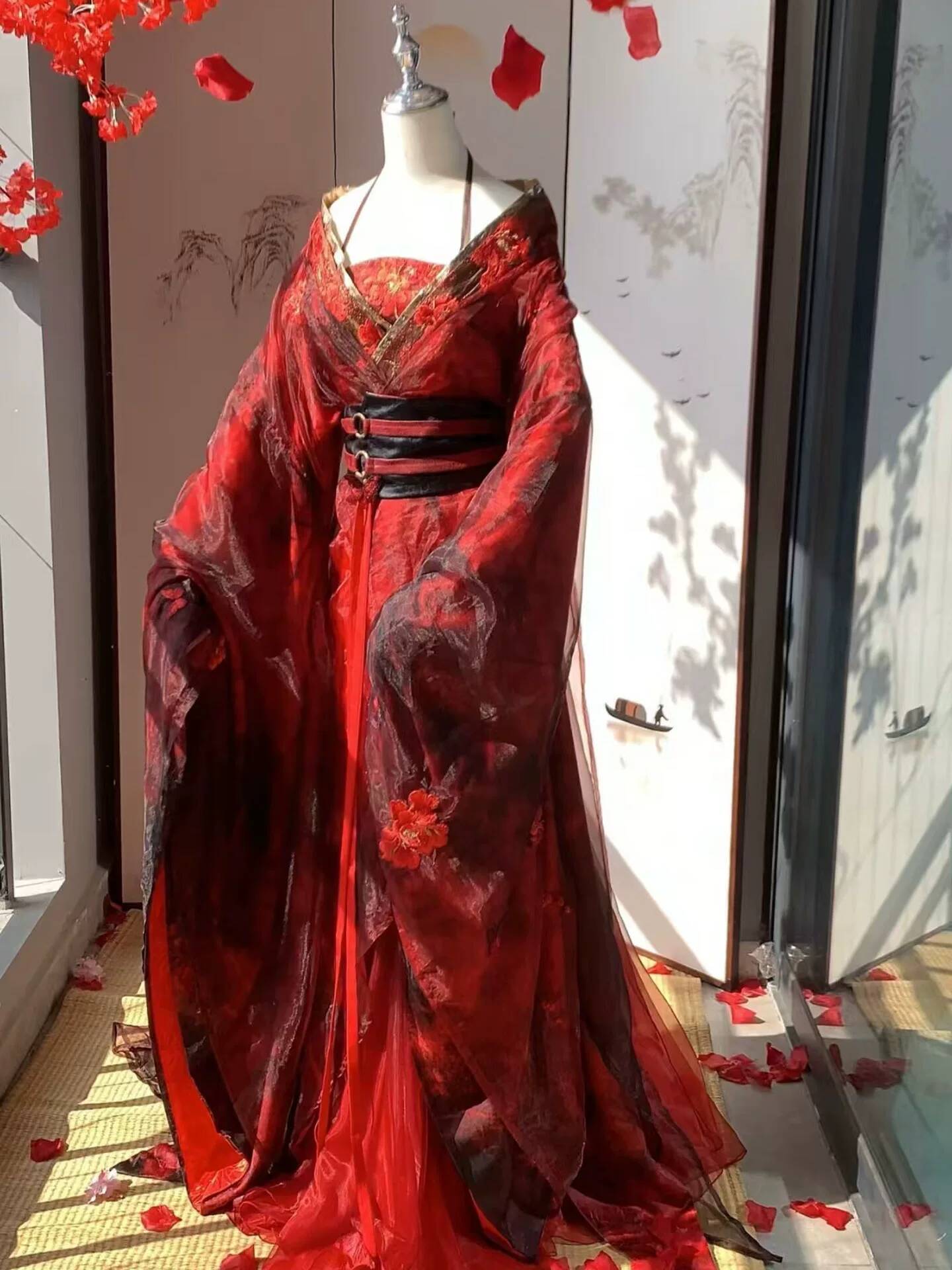 Embroidery Cotton - Novo Hanfu Vermelho Datura Feminino, Estilo