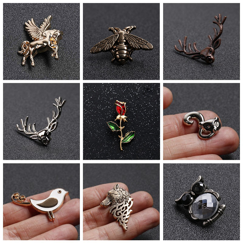 Embroidery Artist - Animal inseto série abelha/flor/pássaro/veado esmalte broche