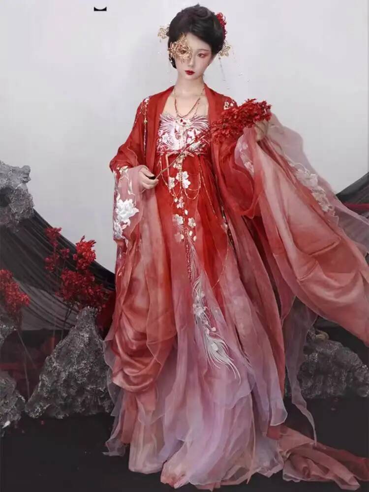 Embroidery Cotton - Feminino em hanfu pesado bordado luxuoso