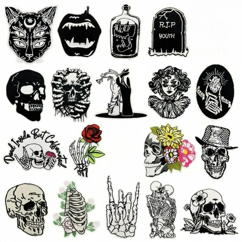 Embroidery On Black Shirt - Patches e Emblemas Bordados Termocolantes e