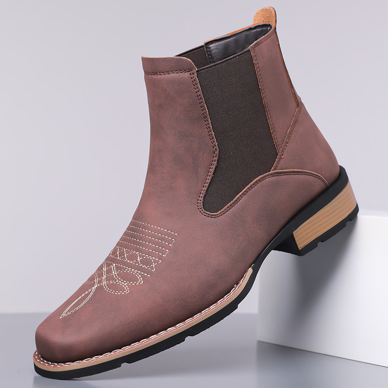 Embroidery On Leather - Botas Chelsea Masculinas de Luxo, Botas