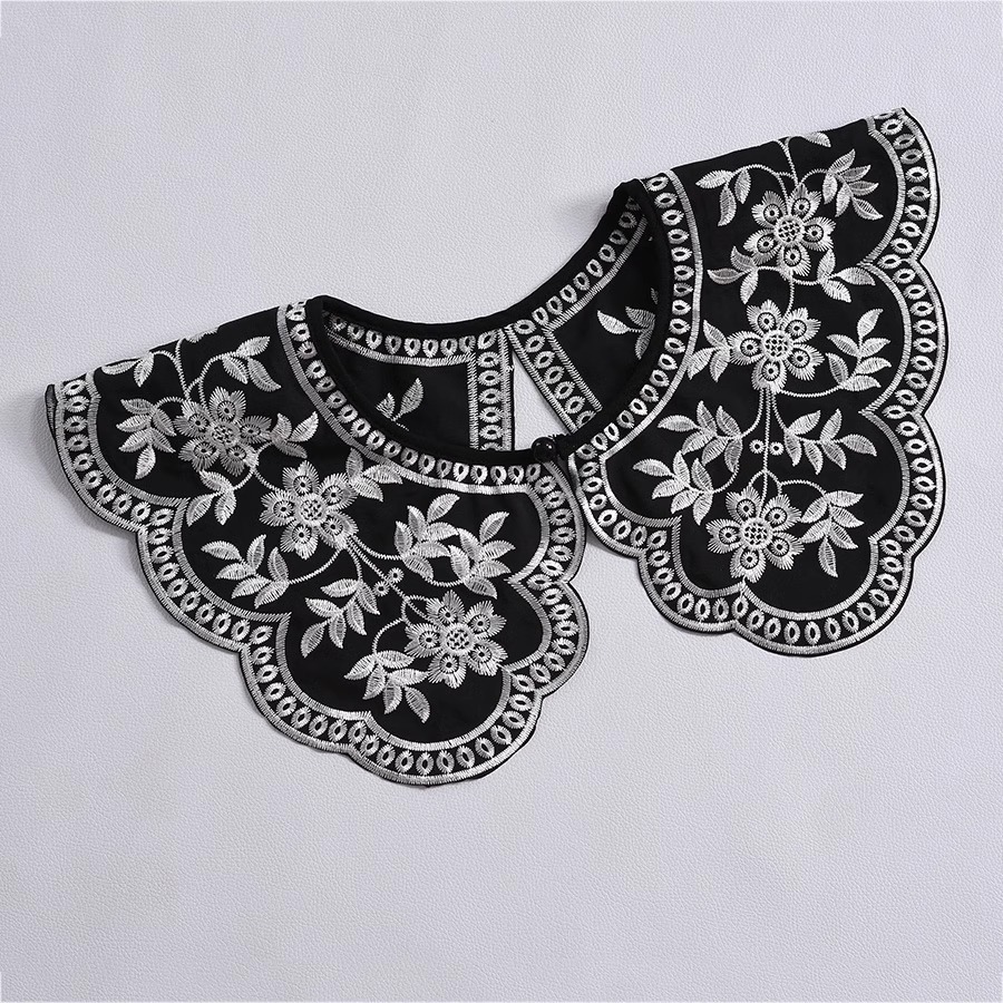 Embroidery On Black Shirt - Novo Colarinho de Camisa Estilo Europeu