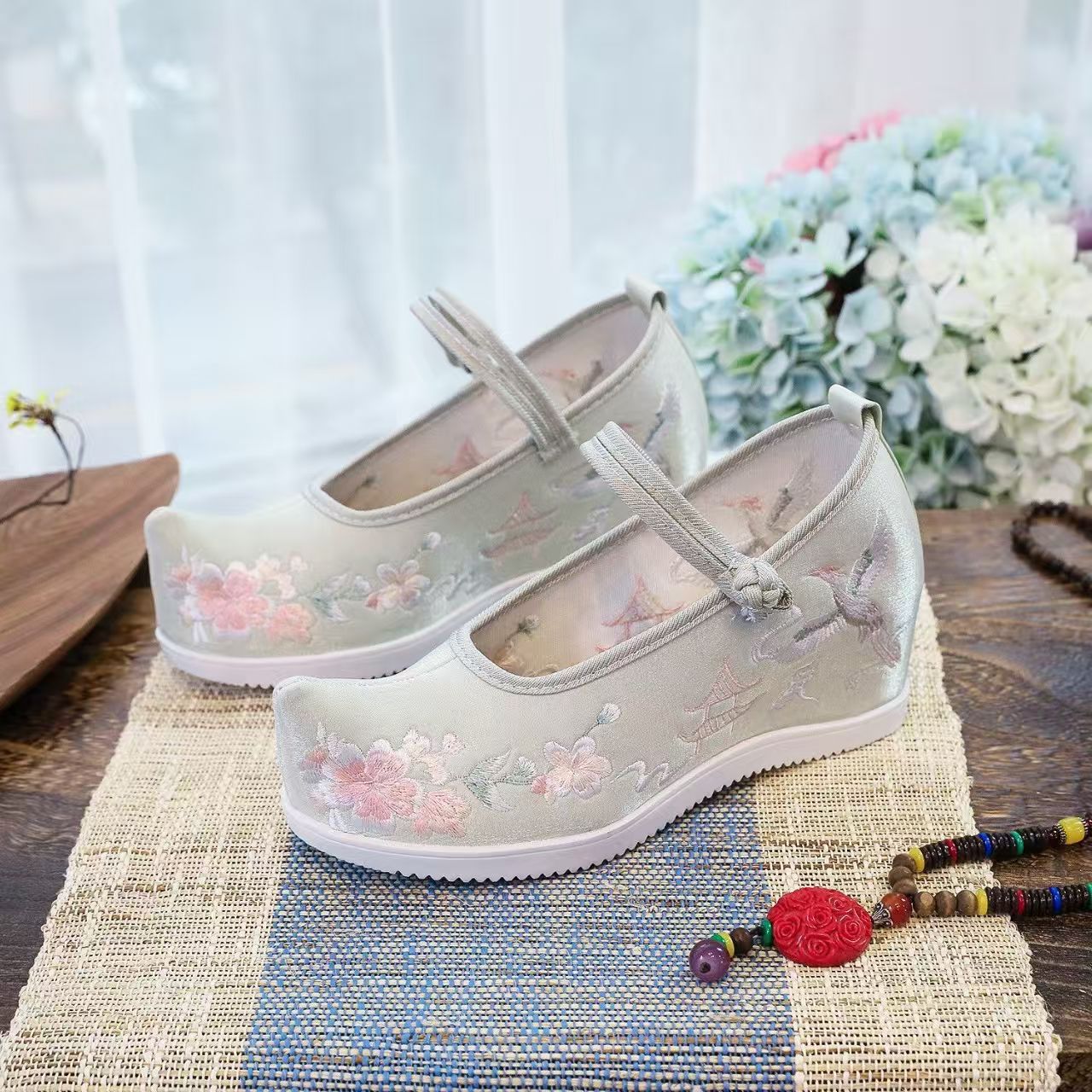 Mulheres aumentadas sapatos bo - Embroidery Cotton avaliação e preço
